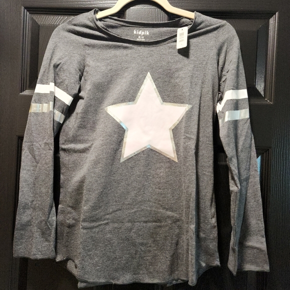 KidPik Girls Foil Long Sleeve Graphic Icon Football Tee XL 14 - Picture 2 of 11